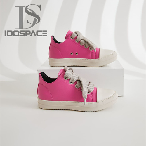 Casual Leather Shoes Luxury Trainers Lace Up Women Sneaker Low-TOP Streetwear Flats Black Sneakers Boots