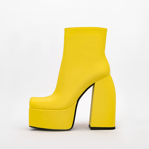 High Heel Solid Woman Boots Plus Size Chunky Platform Boots Side Zipper Ankle Boots Pumps Heels Zapatos Mujeres