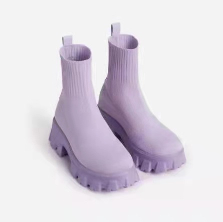 Women Stockings Lolita Ankle Fashion Rubber Rock Shoes Woman Boots Socks Heels Luxury Designer Clogs Platform Round Toe 
