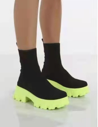Women Stockings Lolita Ankle Fashion Rubber Rock Shoes Woman Boots Socks Heels Luxury Designer Clogs Platform Round Toe 