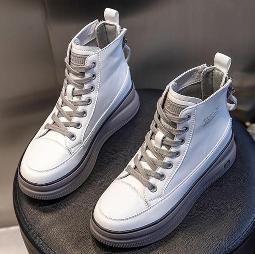 Leather boots women's autumn 2022 new women's boots flat-bottomed casual British style short boots women's mid-tube thic