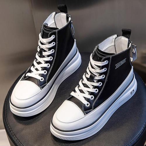 Leather boots women's autumn 2022 new women's boots flat-bottomed casual British style short boots women's mid-tube thic