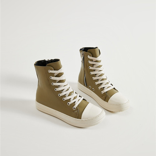 Casual Canvas Shoes Luxury Trainers Ankle Lace Up Women Sneaker Zip up High TOP Streetwear Flats Black Sneakers Boots