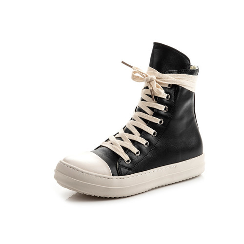 Casual Canvas Shoes Luxury Trainers Ankle Lace Up Women Sneaker Zip up High TOP Streetwear Flats Black Sneakers Boots