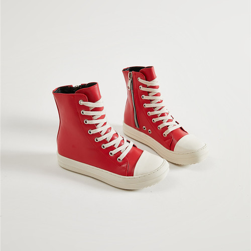 Casual Canvas Shoes Luxury Trainers Ankle Lace Up Women Sneaker Zip up High TOP Streetwear Flats Black Sneakers Boots