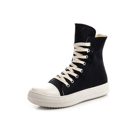 Casual Canvas Shoes Luxury Trainers Ankle Lace Up Women Sneaker Zip up High TOP Streetwear Flats Black Sneakers Boots