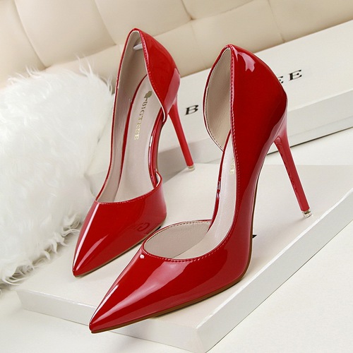 638-5 Trendy Simple Stiletto Office Ladies Heels Work Shoes PU Leather Slip-On Pointed Toed 10.5CM High Heels Shoes For 