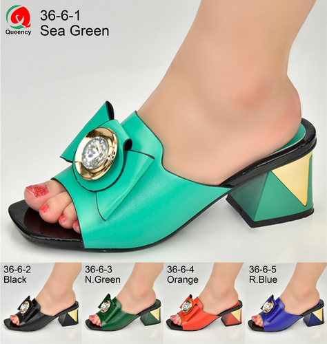 AF Latest  Pumps African Women's High/Low Heel Slipper Shoes With Stones For Wedding/Party Heel high