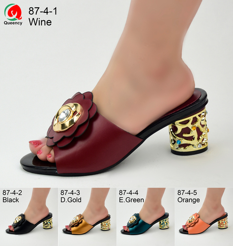 AF Latest  Pumps African Women's High/Low Heel Slipper Shoes With Stones For Wedding/Party Heel high