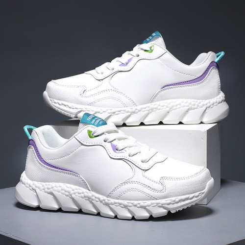 2023 Spring Women's Shoes Versatile Fashion Leather Casual Sports Shoes Women's Low Top Trendy Running Shoes