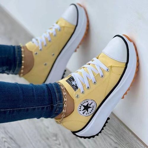 2022 High-Top Canvas Shoes Women's Thick-Soled Sports Casual Shoes Platform Round Toe Lace-up Breathable White Shoes