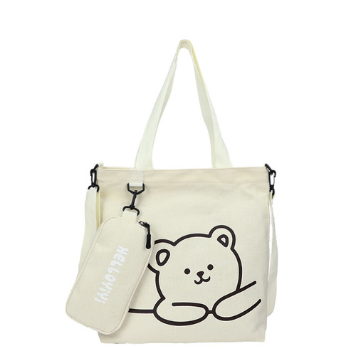Student canvas bag New children's portable  elementary school bag shoulder canvas bag