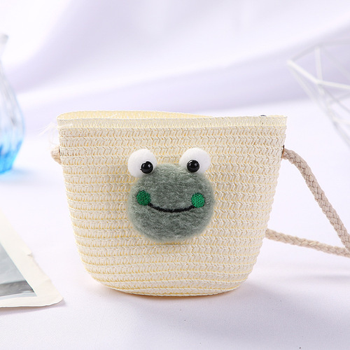 Cute Mini Coin Purse Children Kids Light Shoulder Crossbody Small Straw Rattan Bucket Bag Handbag