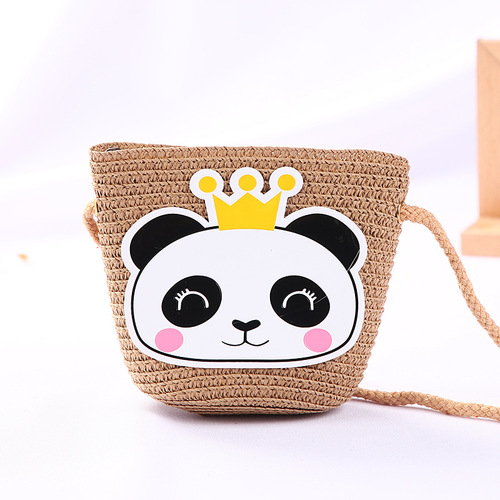 Cute Mini Coin Purse Children Kids Light Shoulder Crossbody Small Straw Rattan Bucket Bag Handbag