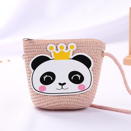 Cute Mini Coin Purse Children Kids Light Shoulder Crossbody Small Straw Rattan Bucket Bag Handbag