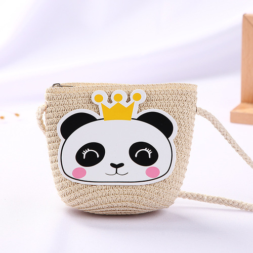 Cute Mini Coin Purse Children Kids Light Shoulder Crossbody Small Straw Rattan Bucket Bag Handbag