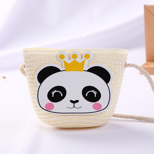 Cute Mini Coin Purse Children Kids Light Shoulder Crossbody Small Straw Rattan Bucket Bag Handbag