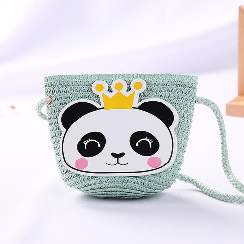Cute Mini Coin Purse Children Kids Light Shoulder Crossbody Small Straw Rattan Bucket Bag Handbag