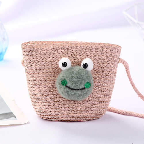 Cute Mini Coin Purse Children Kids Light Shoulder Crossbody Small Straw Rattan Bucket Bag Handbag