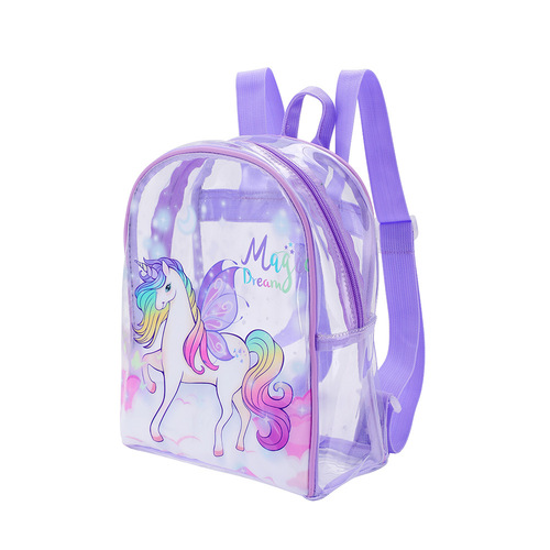 Transparent PVC Kids  Backpack Stadium Approved Mini Cute Clear School Bag Big Eyes Unicorn Waterproof Backpack