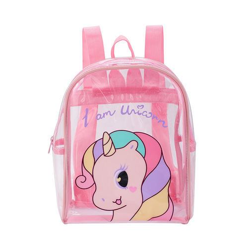 Transparent PVC Kids  Backpack Stadium Approved Mini Cute Clear School Bag Big Eyes Unicorn Waterproof Backpack