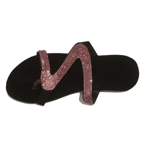 New rhinestone ladies flats shoes indoor outdoor stylish women flat bottom sandals in summer plus size women's slippers