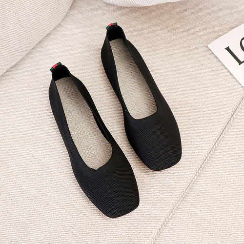 Knitted round head Flat-bottomed Daily All-match Women's Loafers Lady Shoes Women Flats Shoes