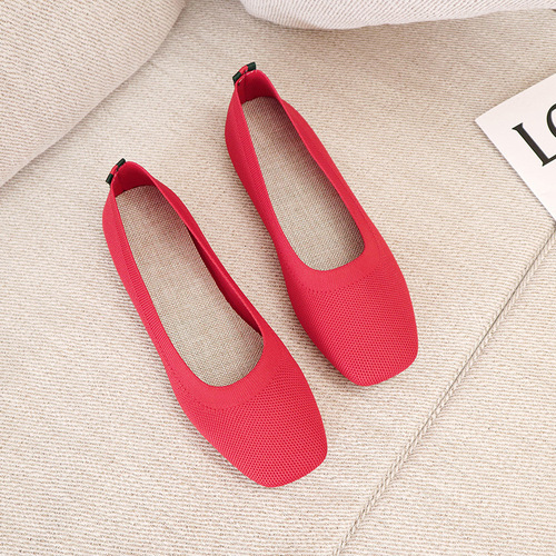 Knitted round head Flat-bottomed Daily All-match Women's Loafers Lady Shoes Women Flats Shoes