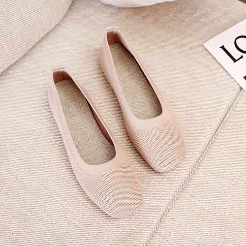 Knitted round head Flat-bottomed Daily All-match Women's Loafers Lady Shoes Women Flats Shoes