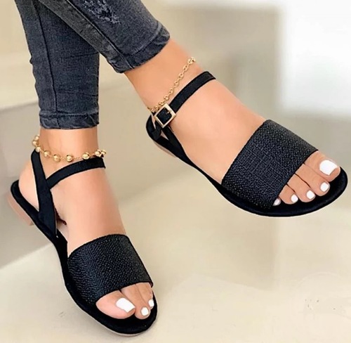 Classic Ladues New Design Lady Beautiful Korean Trending Woman Summer Platform Flats Wide Sole Flat Sandal