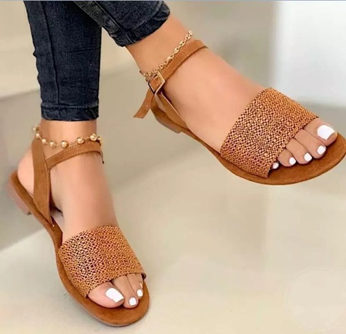 Classic Ladues New Design Lady Beautiful Korean Trending Woman Summer Platform Flats Wide Sole Flat Sandal