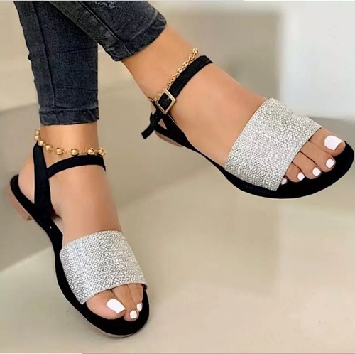Classic Ladues New Design Lady Beautiful Korean Trending Woman Summer Platform Flats Wide Sole Flat Sandal