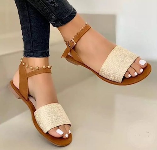 Classic Ladues New Design Lady Beautiful Korean Trending Woman Summer Platform Flats Wide Sole Flat Sandal