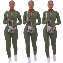 2022 New arrivals spring Women Long Sleeve Length Solid Color Bodysuit Jumpsuit Rompers Playsuit Women Jumpsuit
