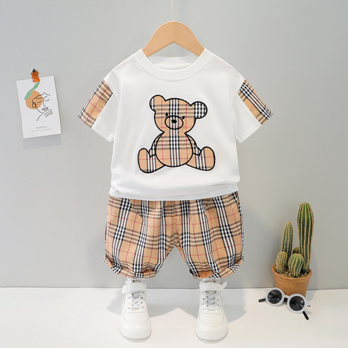 Plaid Kids Boys Clothing Sets Baby Clothes Pants 2PCS For Summer Children Toddler Boy Clothes Set