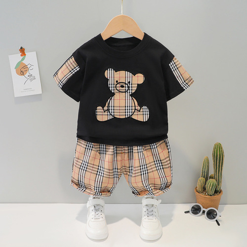 Plaid Kids Boys Clothing Sets Baby Clothes Pants 2PCS For Summer Children Toddler Boy Clothes Set