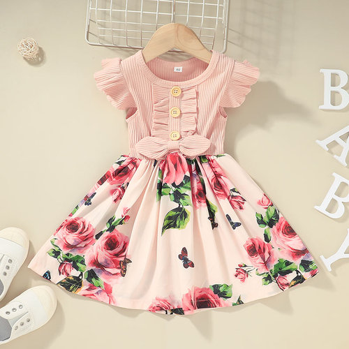 Dress For Kids Children 1-6 Years old Baby Clothing Short Sleeve Formal Party Princess Flower Girls' Dresses