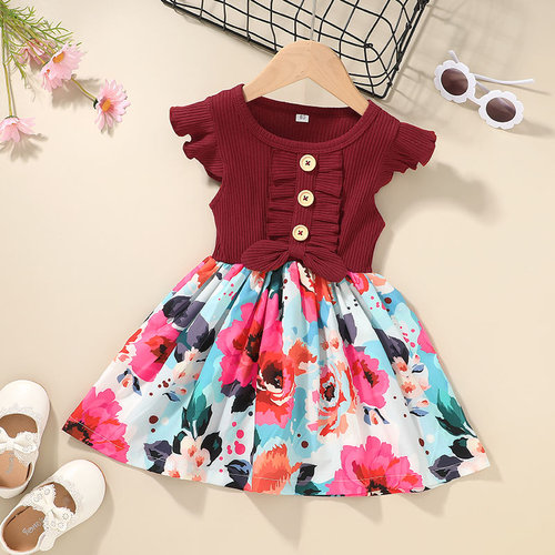 Dress For Kids Children 1-6 Years old Baby Clothing Short Sleeve Formal Party Princess Flower Girls' Dresses