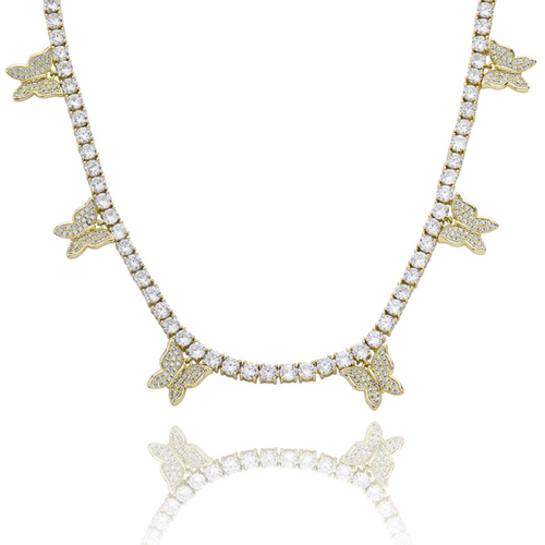 Gold Plated Butterfly Necklace for Women High Quality Tennis Chain with Butterfly Charm Jewelry