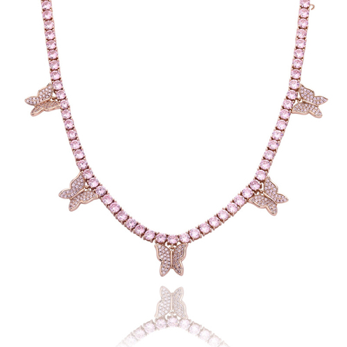 Gold Plated Butterfly Necklace for Women High Quality Tennis Chain with Butterfly Charm Jewelry