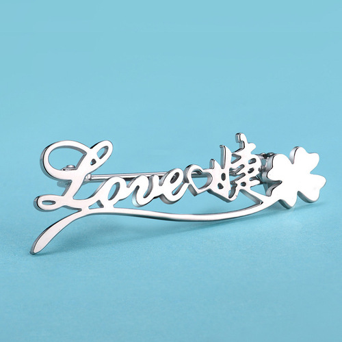   Gold Sliver Safety Pin Rhinestone Metal Luxury Designer Women Fashion Jewelry Name Brooches