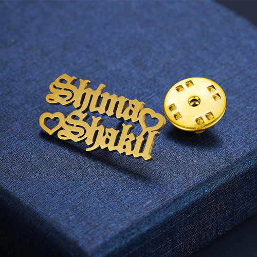   Gold Sliver Safety Pin Rhinestone Metal Luxury Designer Women Fashion Jewelry Name Brooches