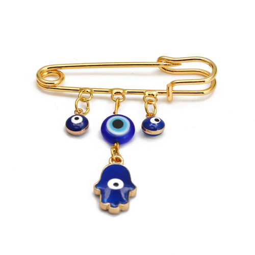 Simple palm euramerican devil eye magnet brooch blue eye brooches jewelry collar pin brooch