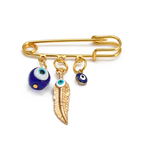 Simple palm euramerican devil eye magnet brooch blue eye brooches jewelry collar pin brooch