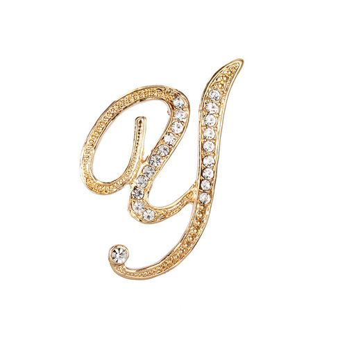 Fashion Rhinestone Initial Brooches 26 Letters Silver Gold Brooch Pins Men Women Wedding Party Jewelry Clothes Accessori