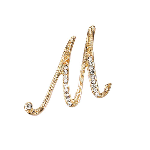 Fashion Rhinestone Initial Brooches 26 Letters Silver Gold Brooch Pins Men Women Wedding Party Jewelry Clothes Accessori