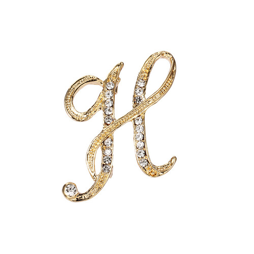 Fashion Rhinestone Initial Brooches 26 Letters Silver Gold Brooch Pins Men Women Wedding Party Jewelry Clothes Accessori
