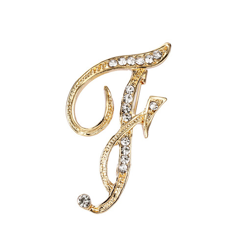 Fashion Rhinestone Initial Brooches 26 Letters Silver Gold Brooch Pins Men Women Wedding Party Jewelry Clothes Accessori