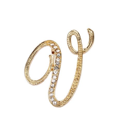 Fashion Rhinestone Initial Brooches 26 Letters Silver Gold Brooch Pins Men Women Wedding Party Jewelry Clothes Accessori