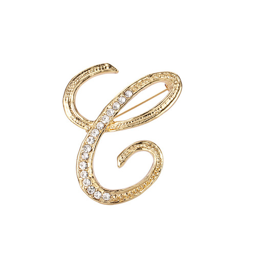 Fashion Rhinestone Initial Brooches 26 Letters Silver Gold Brooch Pins Men Women Wedding Party Jewelry Clothes Accessori